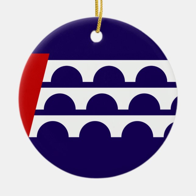 Flag of Des Moines (Iowa City) Ceramic Tree Decoration (Front)