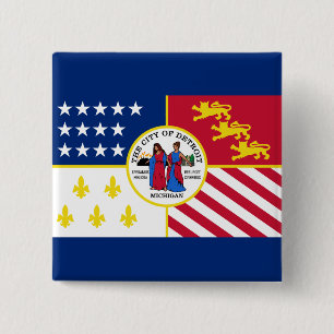 Flag of Detroit, Michigan Button