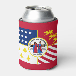 Flag of Detroit, Michigan Can Cooler