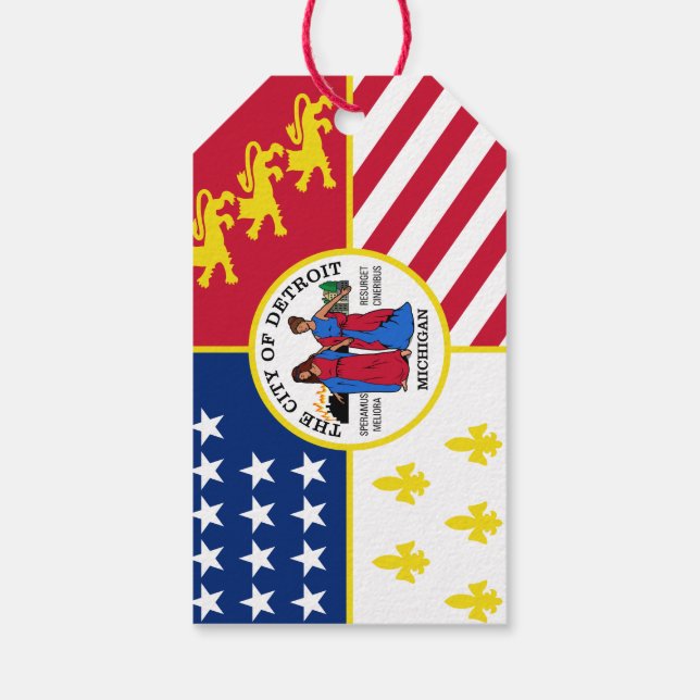 Flag of Detroit, Michigan Gift Tags (Back)