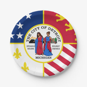 Flag of Detroit, Michigan Paper Plates