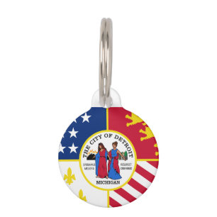 Flag of Detroit, Michigan Pet ID Tag