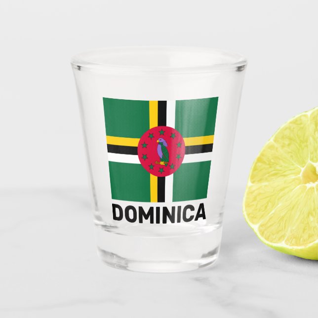 Flag of Dominica Shot Glass (Front)