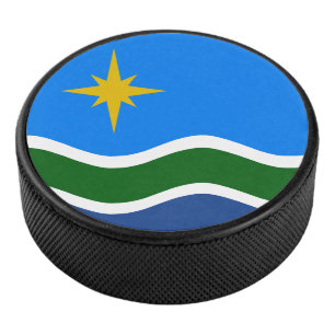 Flag of Duluth, MN Hockey Puck