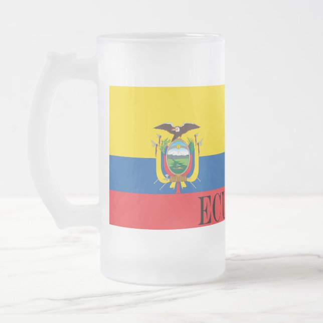 Flag of Ecuador Frosted Glass Beer Mug (Left)