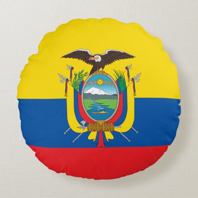 Flag of Ecuador Round Cushion (Front)