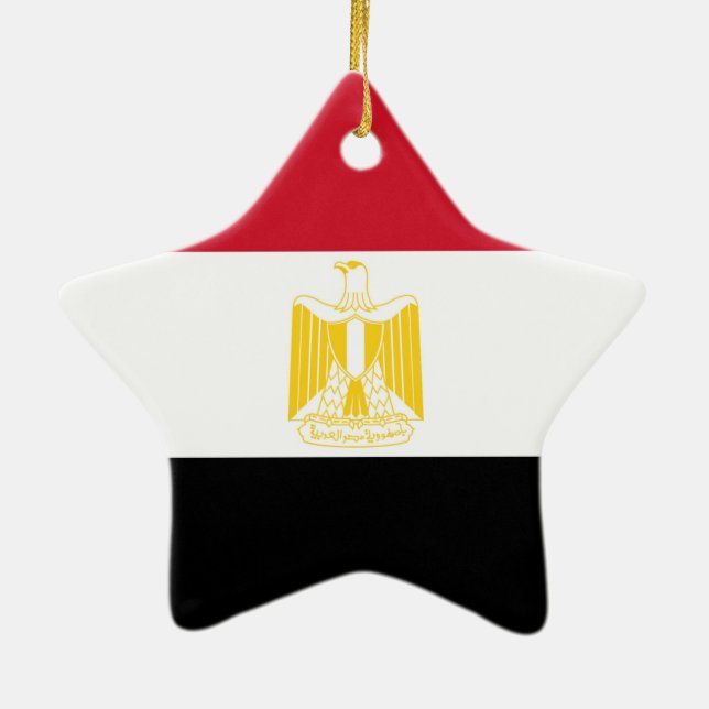 Flag of Egypt Ceramic Tree Decoration (Back)