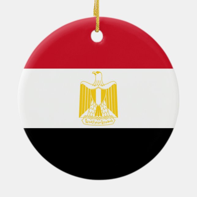 Flag of Egypt Ceramic Tree Decoration (Back)