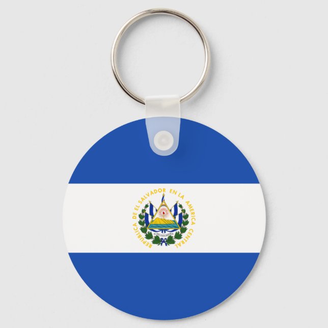 Flag of El Salvador - Bandera de El Salvador Key Ring (Front)
