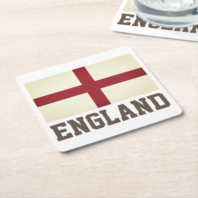 Flag of England Square Paper Coaster (Angled)