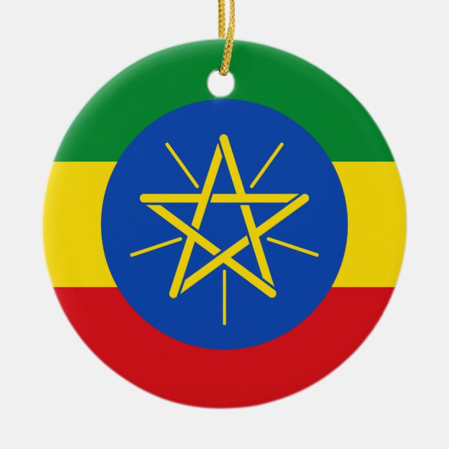 Flag of Ethiopia Ceramic Tree Decoration (Front)