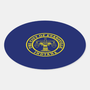 Flag of Evansville, Indiana Oval Sticker