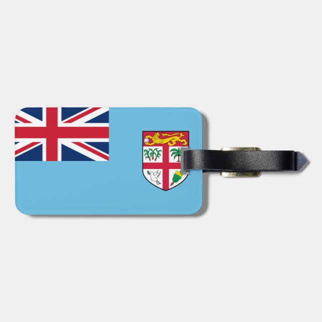 Flag of Fiji Luggage Tag w/ leather strap (Back Horizontal)