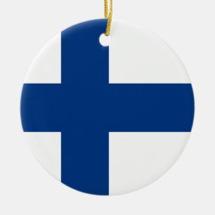 Flag of Finland Ceramic Tree Decoration