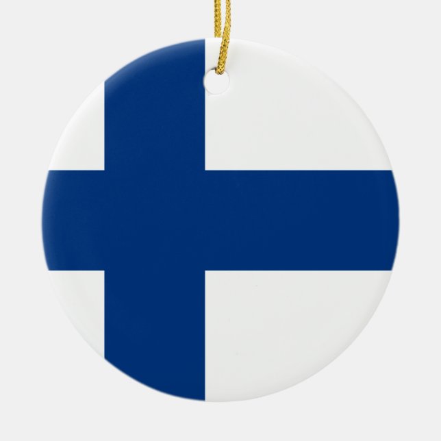 Flag of Finland Ceramic Tree Decoration (Front)