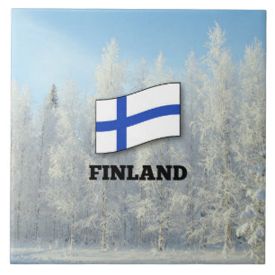 Flag of Finland, Snow landscape, Tile