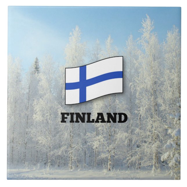Flag of Finland, Snow landscape, Tile (Front)
