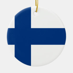 Flag of Finland (Suomen lippu, Finlands flagga) Ceramic Tree Decoration