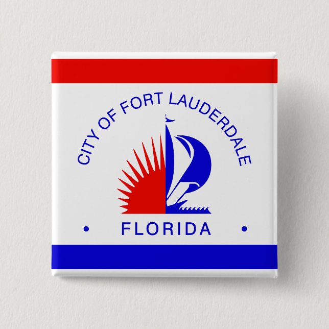 Flag of Fort Lauderdale, Florida 15 Cm Square Badge (Front)