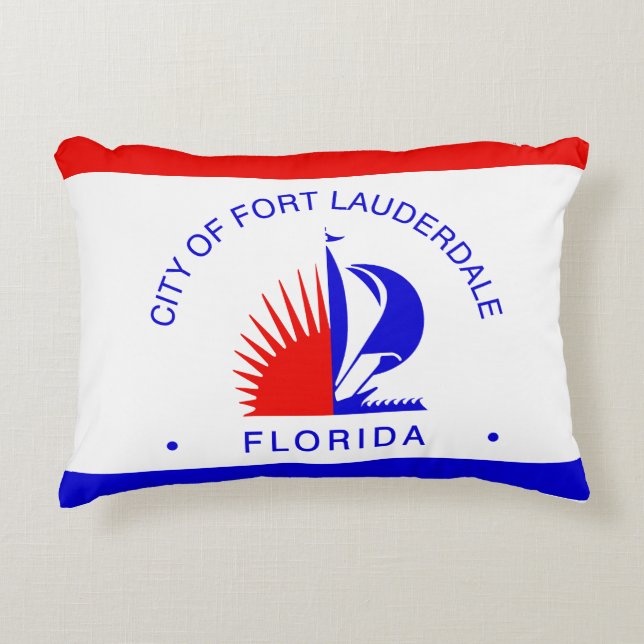 Flag of Fort Lauderdale, Florida Decorative Cushion (Front)