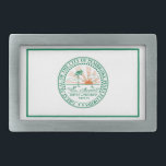 Flag of Fort Pembroke Pines, Florida Belt Buckle<br><div class="desc">Belt Buckle with a design with the flag of Pembroke Pines,  Florida. A white flag with a green city seal in the centre</div>