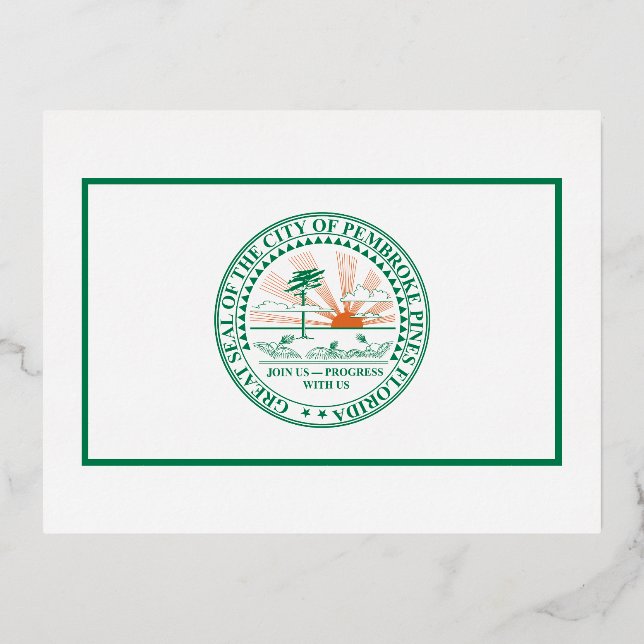 Flag of Fort Pembroke Pines, Florida Foil Holiday Postcard (Front)