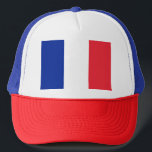 Flag of France; French Flag, Drapeau de la France Trucker Hat<br><div class="desc">Le drapeau de la France, drapeau tricolore bleu, blanc, rouge, également appelé « drapeau ou pavillon tricolore », est l’emblème national de la République française. The national flag of France is a tricolour flag featuring three vertical bands coloured blue, white, and red. It is known as the French Tricolour or...</div>