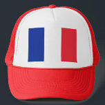 Flag of France; French Flag, Drapeau de la France Trucker Hat<br><div class="desc">Le drapeau de la France, drapeau tricolore bleu, blanc, rouge, également appelé « drapeau ou pavillon tricolore », est l’emblème national de la République française. The national flag of France is a tricolour flag featuring three vertical bands colored blue, white, and red. It is known as the French Tricolour or...</div>