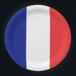 Flag of France French Tricolore Paper Plate<br><div class="desc">The flag of France or Drapeau de la France is a tricolour flag featuring three vertical bands coloured blue, white, and red. It is known as the French Tricolour or simply the Tricolour or Tricolor. Early in the French Revolution, the Paris militia, which played a prominent role in the storming...</div>