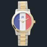 Flag of France French Tricolore Watch<br><div class="desc">The flag of France or Drapeau de la France is a tricolour flag featuring three vertical bands coloured blue, white, and red. It is known as the French Tricolour or simply the Tricolour or Tricolor. Early in the French Revolution, the Paris militia, which played a prominent role in the storming...</div>