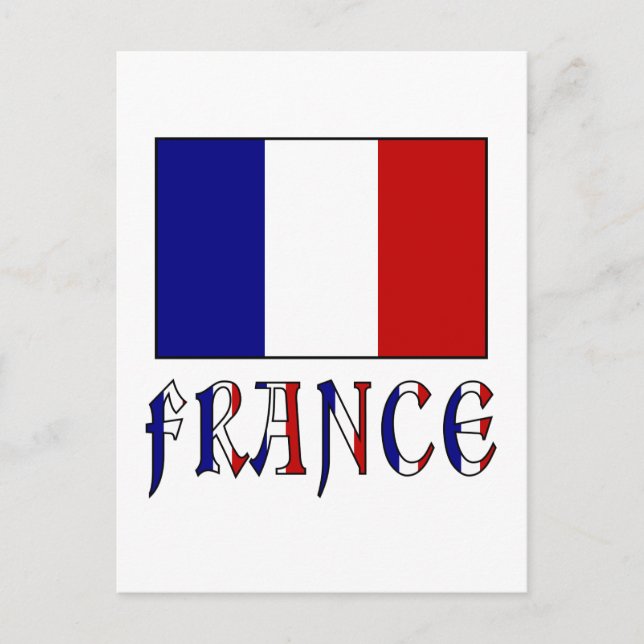 Flag of France with coloured name Postcard (Front)