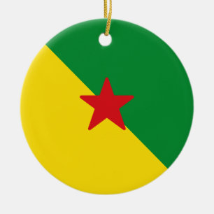 Flag of French Guiana Ceramic Tree Decoration