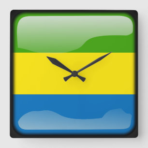 Flag of Gabon Square Wall Clock