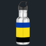 Flag of Gelderland 532 Ml Water Bottle<br><div class="desc">Flag of Gelderland,  a province in The Netherlands.
 The flag is a horizontal tricolour of blue,  yellow and black. Its colours originate from the coat of arms of Gelderland which in turn was based on the coat of arms of the Hertogdom Gelre.</div>