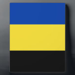 Flag of Gelderland Plaque<br><div class="desc">Flag of Gelderland,  a province in The Netherlands.  The flag is a horizontal tricolour of blue,  yellow and black. Its colours originate from the coat of arms of Gelderland which in turn was based on the coat of arms of the Hertogdom Gelre.</div>