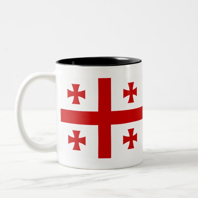 Flag of Georgia Two-Tone Coffee Mug (Left)