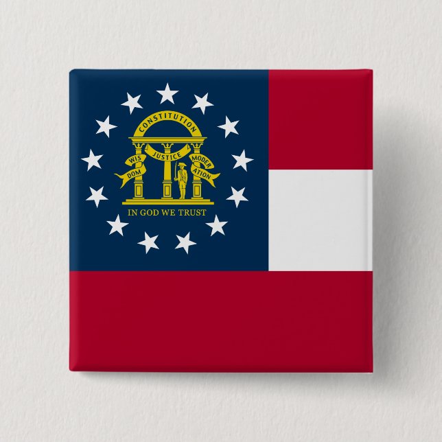 Flag of Georgia (US State) 15 Cm Square Badge (Front)