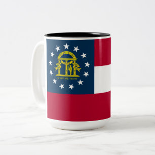 Flag of Georgia (US State) Two-Tone Coffee Mug