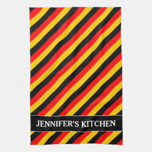 Flag of Germany Inspired Coloured Stripes Pattern Tea Towel