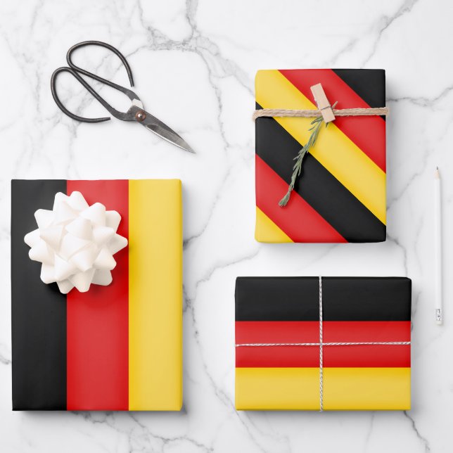 Flag of Germany Schwarz Rot Gold Patriotic Colours Wrapping Paper Sheet (Front)