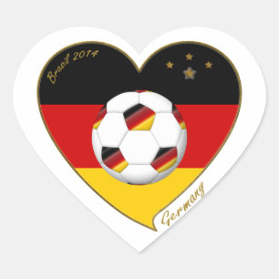 Flag of GERMANY SOCCER of national team 2014 Heart Sticker