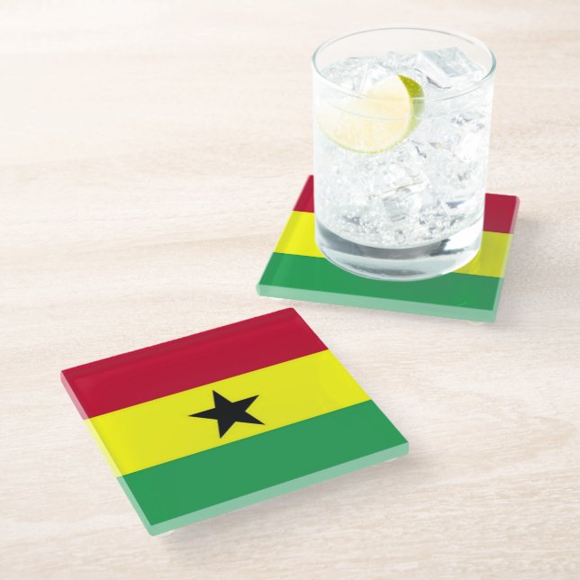 Flag of Ghana Glass Coaster (Angled)