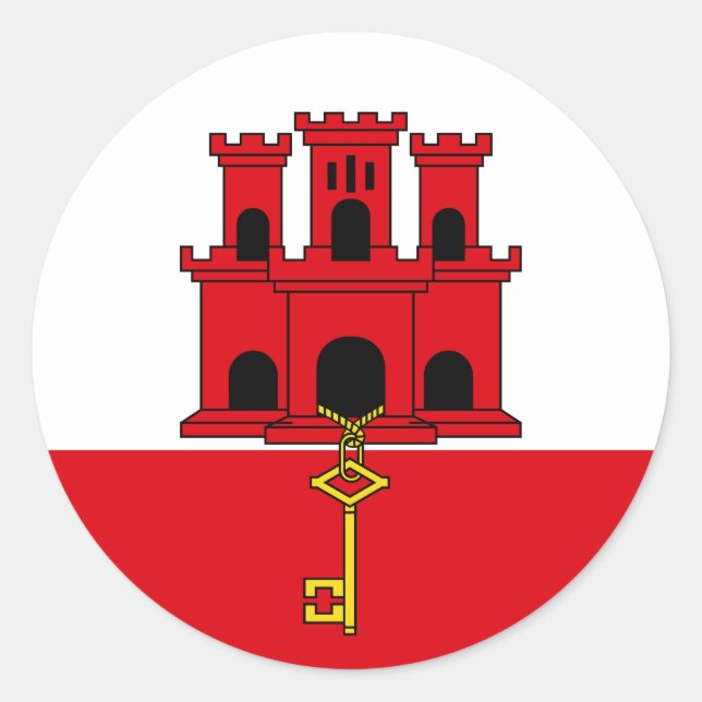 Flag of Gibraltar Classic Round Sticker (Front)