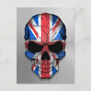 Flag of Great Britain on a Steel Skull Graphic Postcard