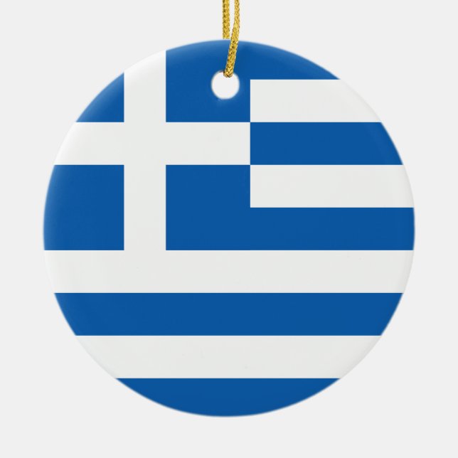 Flag of Greece Ceramic Tree Decoration (Front)