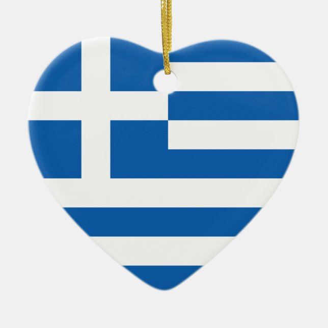Flag of Greece Ceramic Tree Decoration (Front)