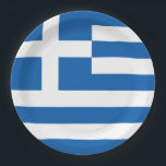 Flag of Greece Paper Plate<br><div class="desc">Flag: "λ ί ρ υ θ     " → FREEDOM OR DEATH!</div>