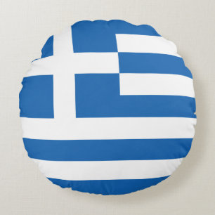 Flag of Greece Round Cushion