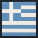 Flag of Greece Stone Coaster<br><div class="desc">Flag: "λ ί ρ υ θ     " → FREEDOM OR DEATH!</div>