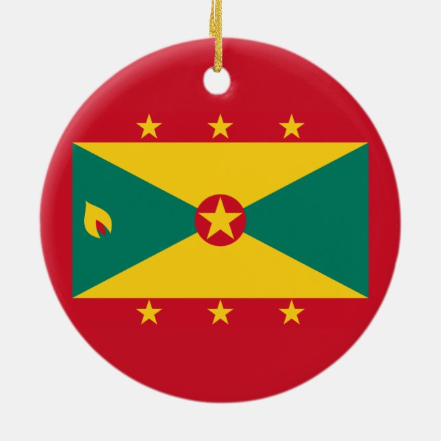 Flag of Grenada Ceramic Tree Decoration (Back)